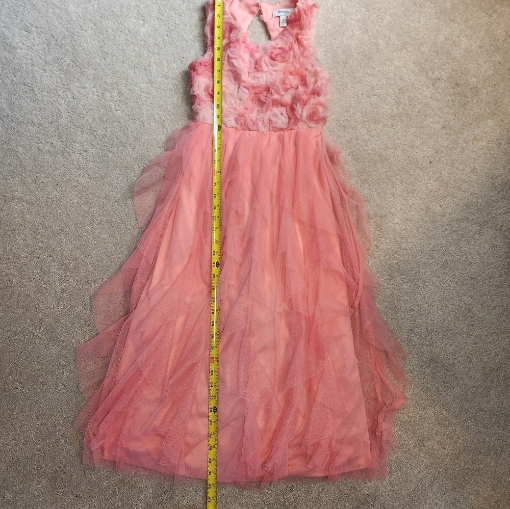 Floral Kids Dress, Coral, Ruffles, Size 8 - Picture 8 of 11